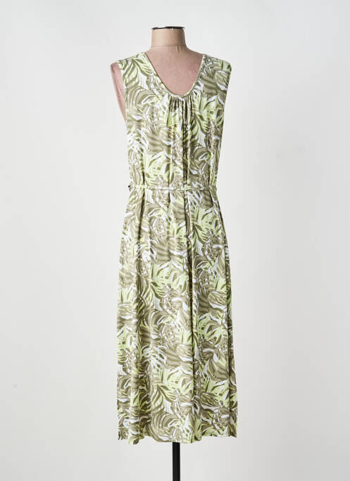 Robe mi-longue imprimé fantaisie sans manche vert MARBLE femme