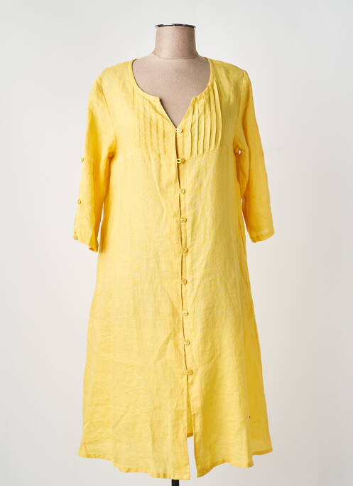 Robe mi-longue manches 3/4 manches 3/4 jaune AGATHE & LOUISE femme