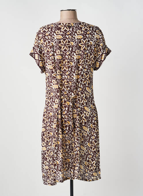 Robe mi-longue imprimé fantaisie manches courtes marron AGATHE & LOUISE femme