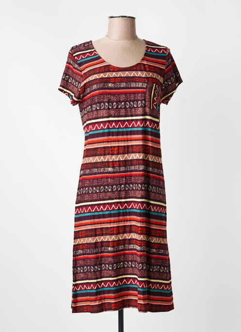 Robe mi-longue imprimé fantaisie manches courtes violet AGATHE & LOUISE femme