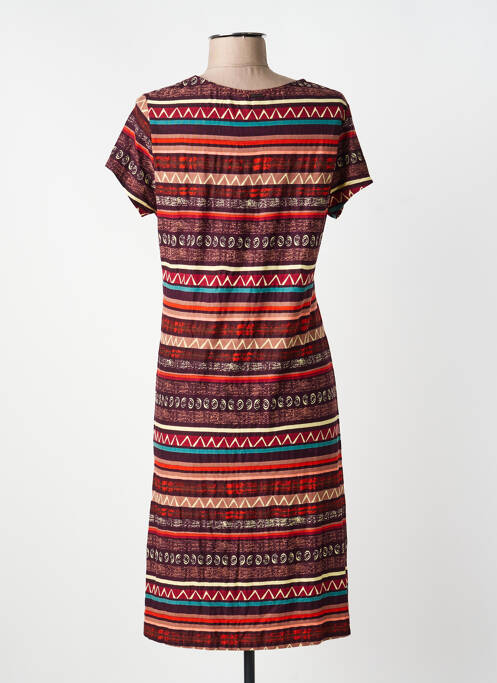 Robe mi-longue imprimé fantaisie manches courtes violet AGATHE & LOUISE femme