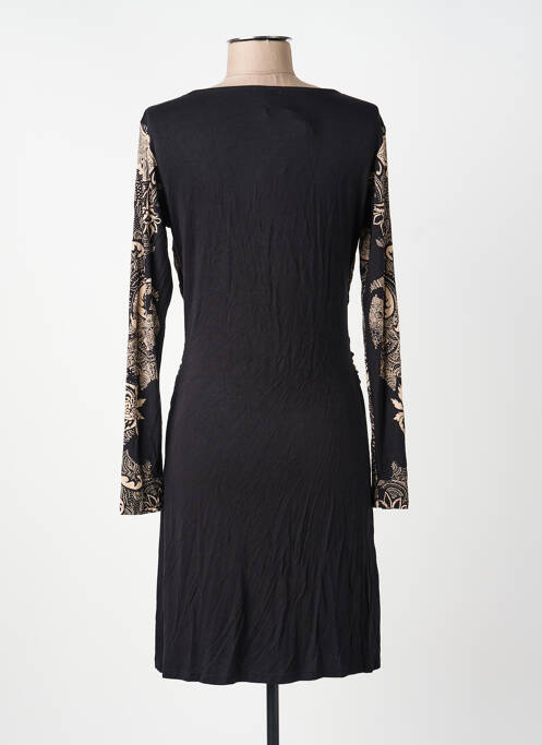 Robe mi-longue imprimé fantaisie manches longues noir SURKANA femme
