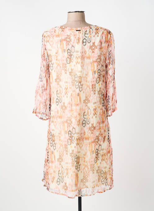 Robe mi-longue imprimé fantaisie manches longues beige AGATHE & LOUISE femme