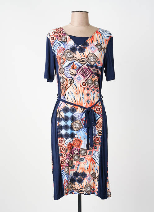 Robe mi-longue imprimé fantaisie manches courtes bleu CONCEPT K femme