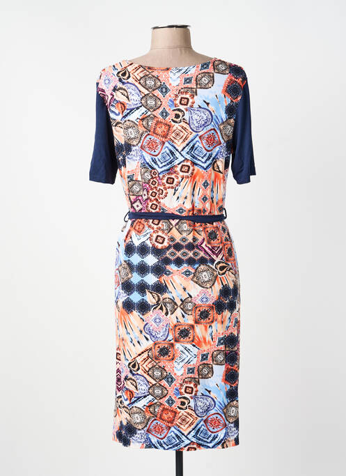 Robe mi-longue imprimé fantaisie manches courtes bleu CONCEPT K femme