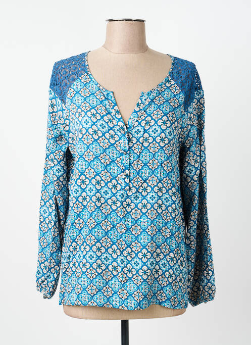 Blouse imprimé fantaisie manches longues bleu SURKANA femme