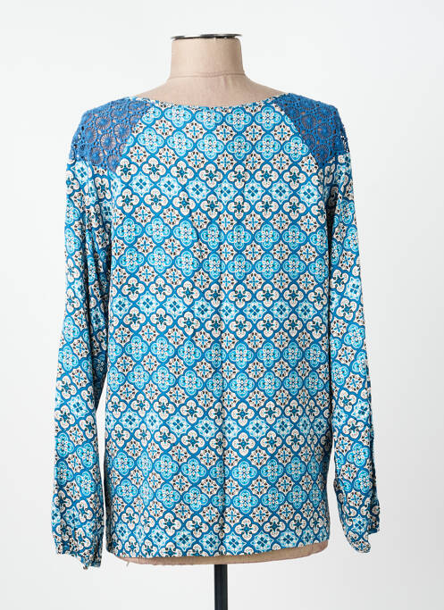 Blouse imprimé fantaisie manches longues bleu SURKANA femme