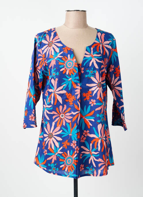 Blouse imprimé fantaisie manches 3/4 bleu AGATHE & LOUISE femme