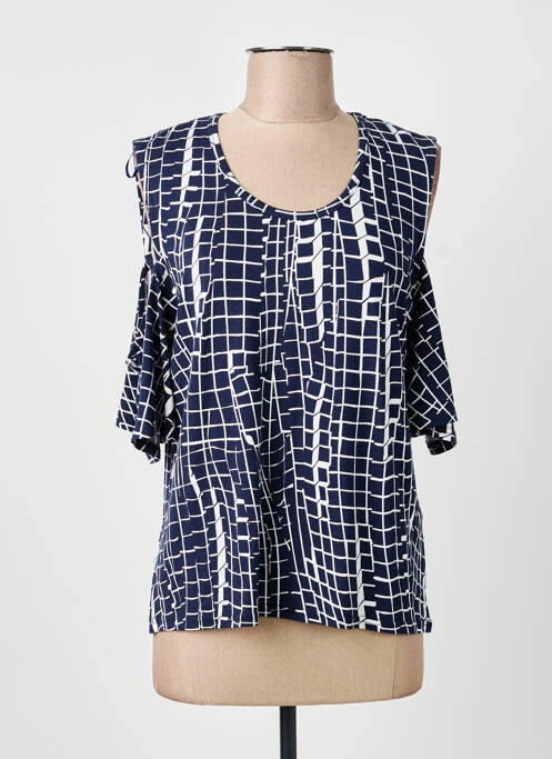 Top stretch manches courtes bleu MARBLE femme