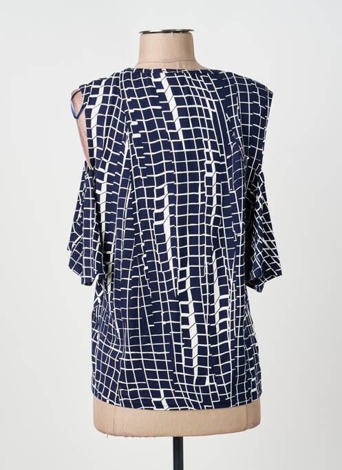 Top stretch manches courtes bleu MARBLE femme