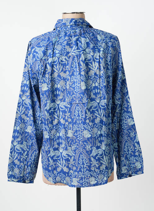 Chemisier imprimé fantaisie manches longues bleu AGATHE & LOUISE femme