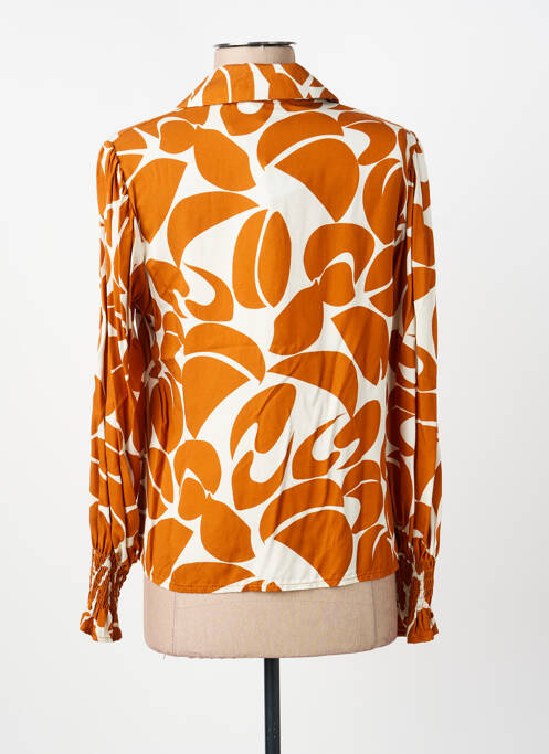 Chemisier imprimé fantaisie manches longues orange COULEURS DU TEMPS femme