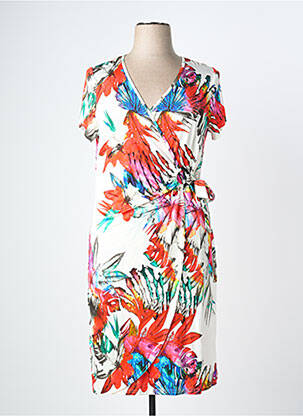 Robe mi-longue imprimé fleurs manches courtes rouge MERI & ESCA femme