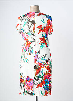 Robe mi-longue imprimé fleurs manches courtes rouge MERI & ESCA femme