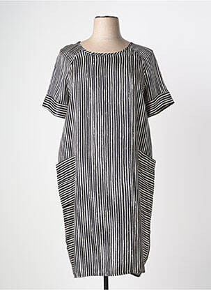 Robe mi-longue coupe fluide manches courtes noir DIVAS femme