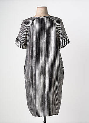 Robe mi-longue coupe fluide manches courtes noir DIVAS femme