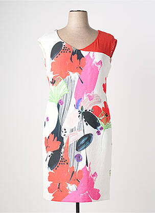 Robe mi-longue imprimé fleurs sans manche rouge DIVAS femme