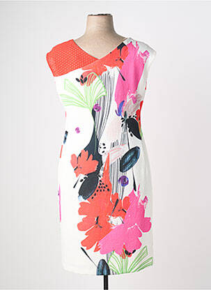 Robe mi-longue imprimé fleurs sans manche rouge DIVAS femme