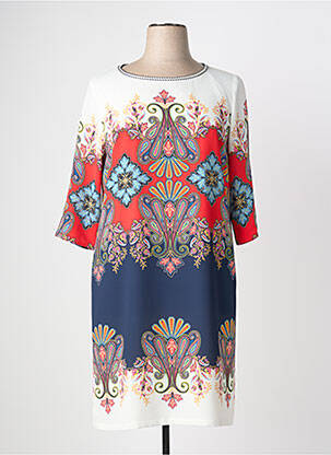 Robe mi-longue manches 3/4 manches 3/4 rouge DIVAS femme