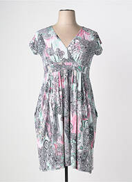 Robe mi-longue imprimé fleurs manches courtes noir MARBLE femme