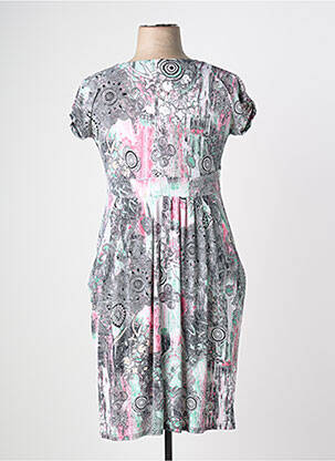 Robe mi-longue imprimé fleurs manches courtes noir MARBLE femme