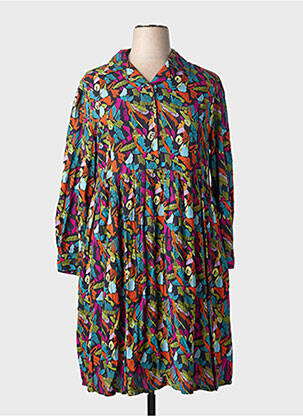 Robe mi-longue imprimé fantaisie manches longues noir AGATHE & LOUISE femme