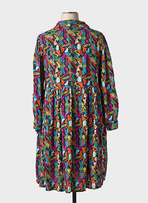 Robe mi-longue imprimé fantaisie manches longues noir AGATHE & LOUISE femme