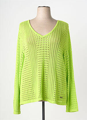 Pull maille ajourée manches longues vert AGATHE & LOUISE femme