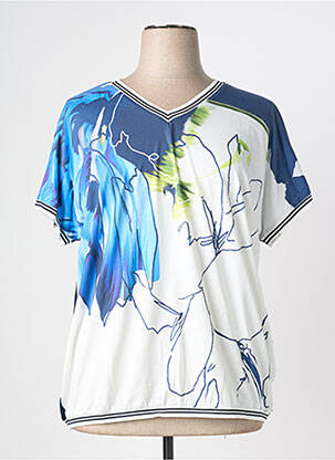 T-shirt col v manches courtes bleu GUY DUBOUIS femme