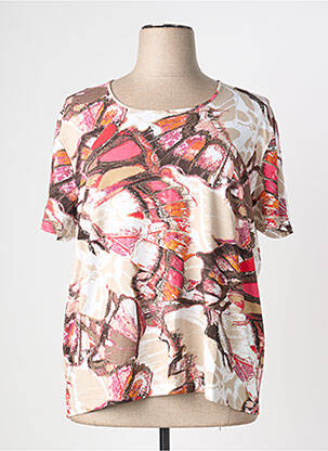 T-shirt imprimé fantaisie manches courtes orange THEL ELEGANCE femme
