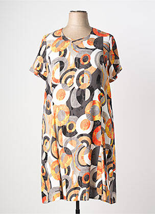 Robe mi-longue coupe fluide manches courtes orange GUY DUBOUIS femme