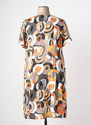 Robe mi-longue coupe fluide manches courtes orange GUY DUBOUIS femme