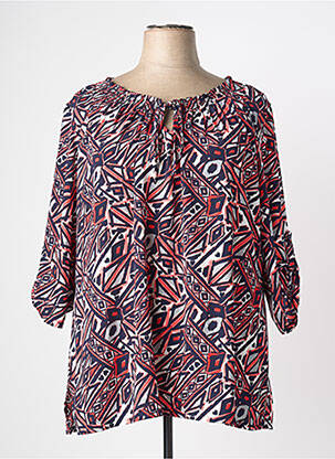 Blouse tissage popeline manches 3/4 bleu PLURIELLES femme