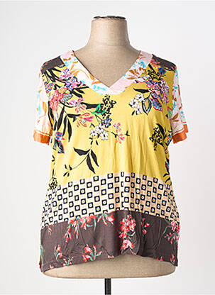 T-shirt col v manches courtes jaune FRED SABATIER femme