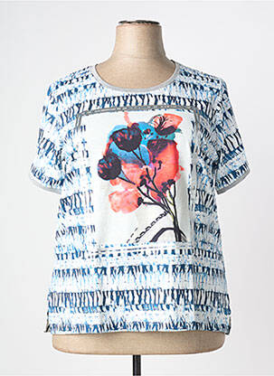 T-shirt sérigraphie manches courtes bleu GUY DUBOUIS femme