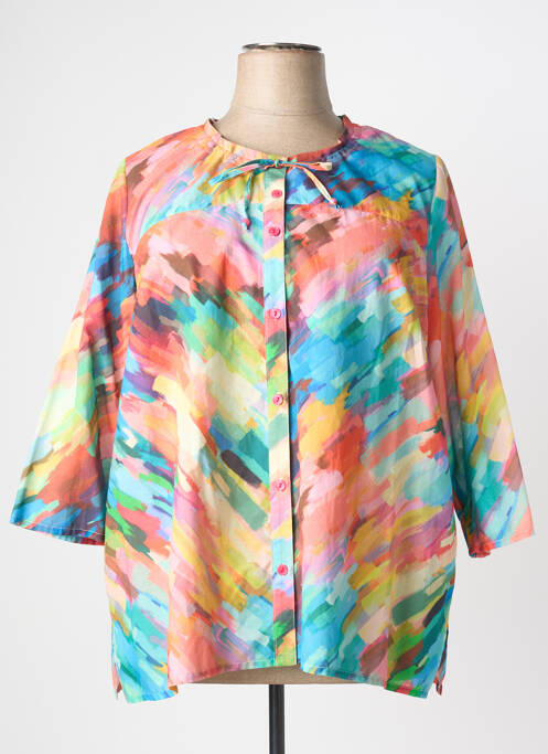 Chemisier imprimé fantaisie manches 3/4 bleu GUY DUBOUIS femme