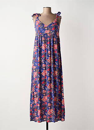 Robe longue manches bretelles ajustables fines bretelles bleu LOLA ESPELETA femme