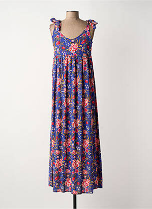 Robe longue manches bretelles ajustables fines bretelles bleu LOLA ESPELETA femme