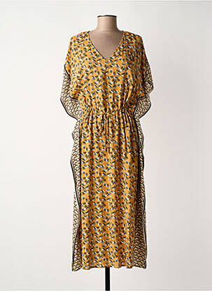 Robe mi-longue coupe fluide manches courtes beige LOLA ESPELETA femme