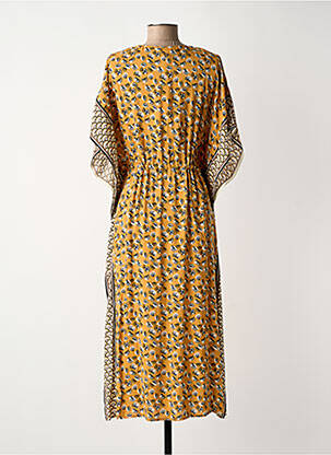 Robe mi-longue coupe fluide manches courtes beige LOLA ESPELETA femme