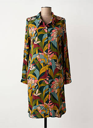 Robe mi-longue imprimé fleurs manches longues vert LE PETIT BAIGNEUR femme