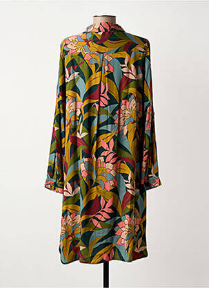 Robe mi-longue imprimé fleurs manches longues vert LE PETIT BAIGNEUR femme