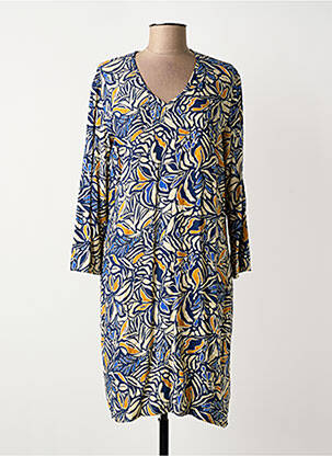 Robe mi-longue imprimé fleurs manches longues bleu LE PETIT BAIGNEUR femme