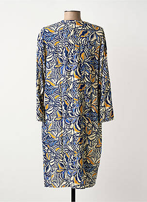 Robe mi-longue imprimé fleurs manches longues bleu LE PETIT BAIGNEUR femme