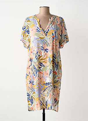 Robe mi-longue imprimé fleurs manches courtes bleu LE PETIT BAIGNEUR femme