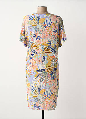 Robe mi-longue imprimé fleurs manches courtes bleu LE PETIT BAIGNEUR femme