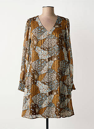Robe courte coupe fluide manches longues marron LOLA ESPELETA femme