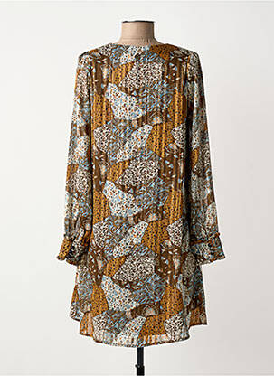 Robe courte coupe fluide manches longues marron LOLA ESPELETA femme