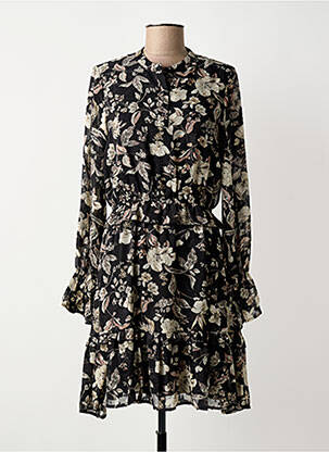 Robe courte coupe fluide manches longues noir FREEMAN T.PORTER femme