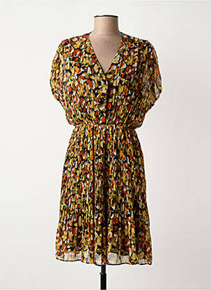 Robe courte coupe fluide manches courtes jaune MOLLY BRACKEN femme